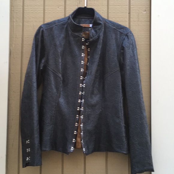 Dick & Jayne Jackets & Blazers - Floral Tooled embossed vegan leather coat jacket